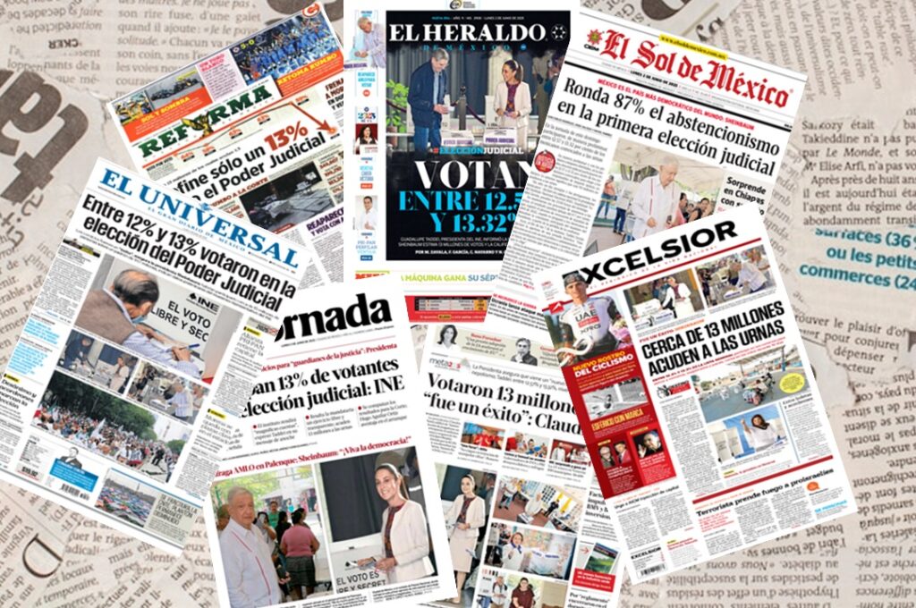 Portadas de diarios capitalinos minimizan votación en comicios judiciales históricos